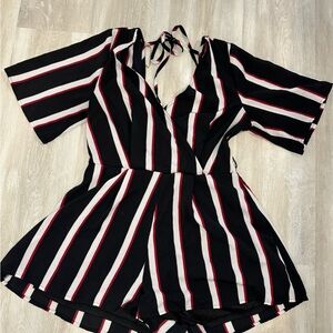 Striped Black and White Women's romper